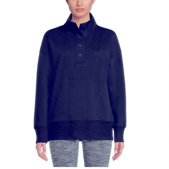 NWT Time And Tru Women's Placket Pullover Top Color: Soot Black - Picture 1 of 7